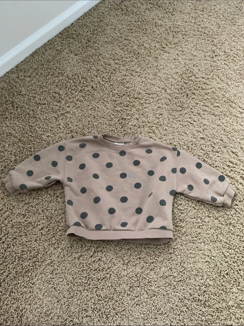 Zara Baby Polka Dot Pullover Sweatshirt - Taupe with Gray Dots